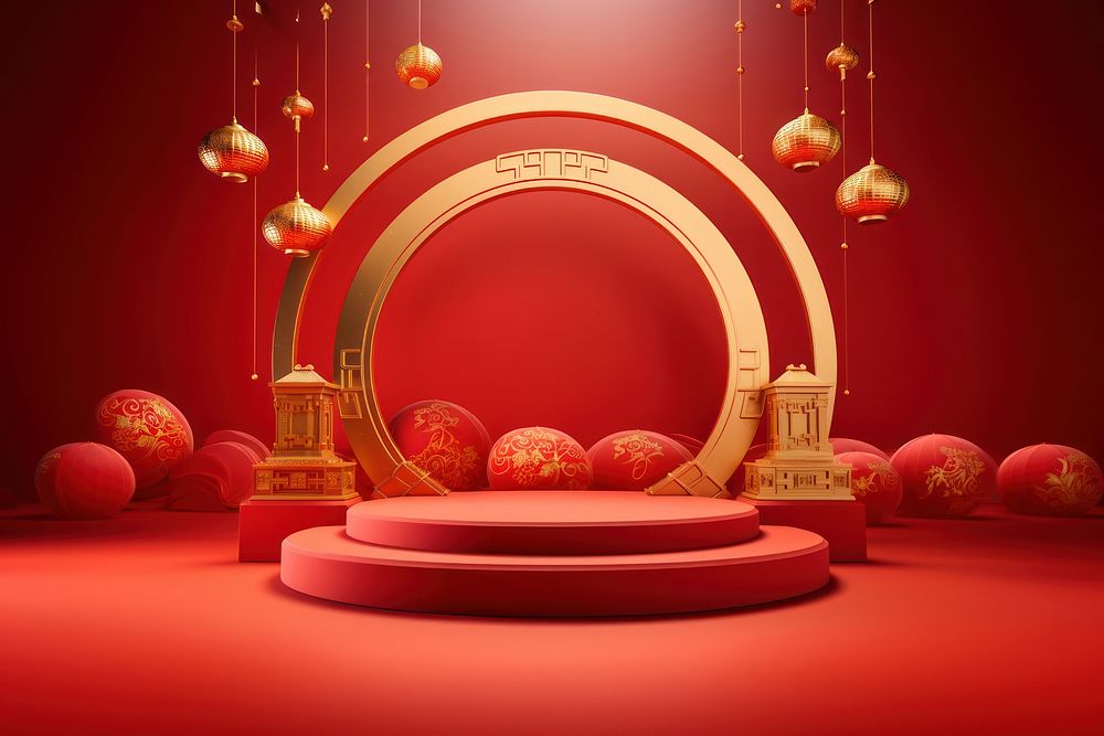 Red background celebration tradition circle. AI generated Image by rawpixel.