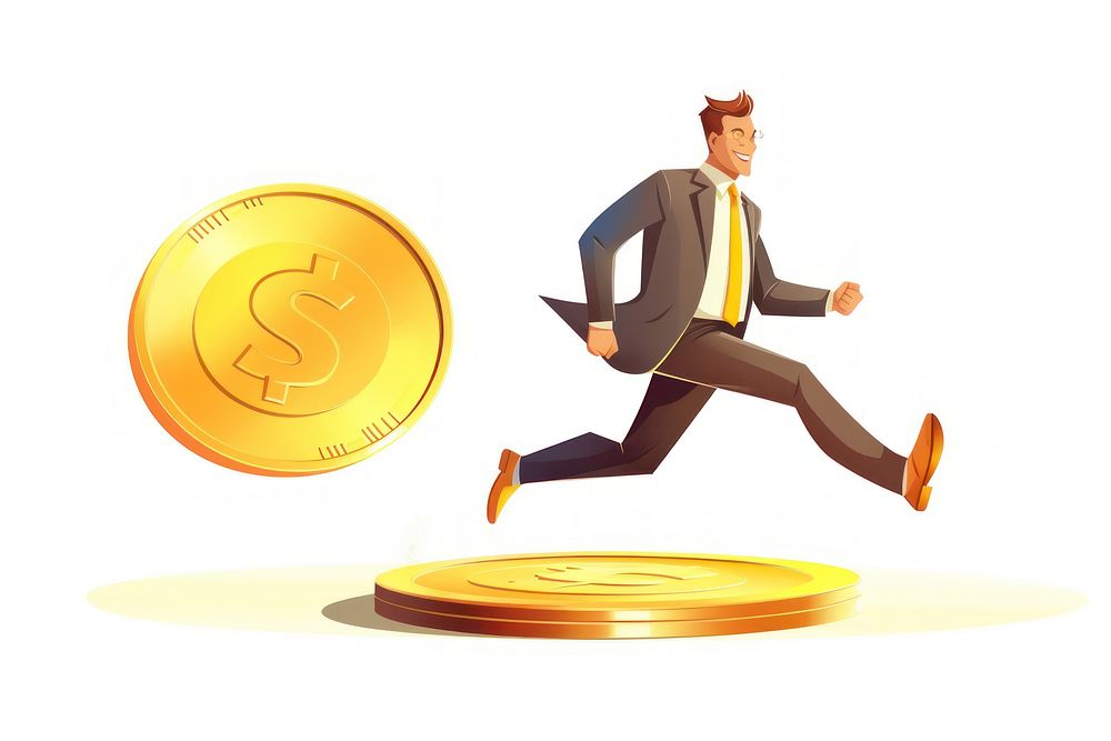 Gold coin running money. AI generated Image by rawpixel.