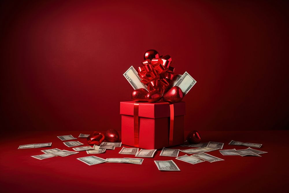 Money bills inside a red gift box celebration decoration tradition. AI generated Image by rawpixel.