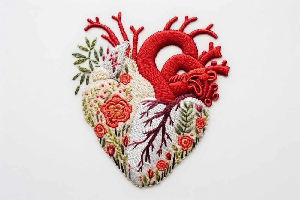 Heart embroidery pattern representation. 