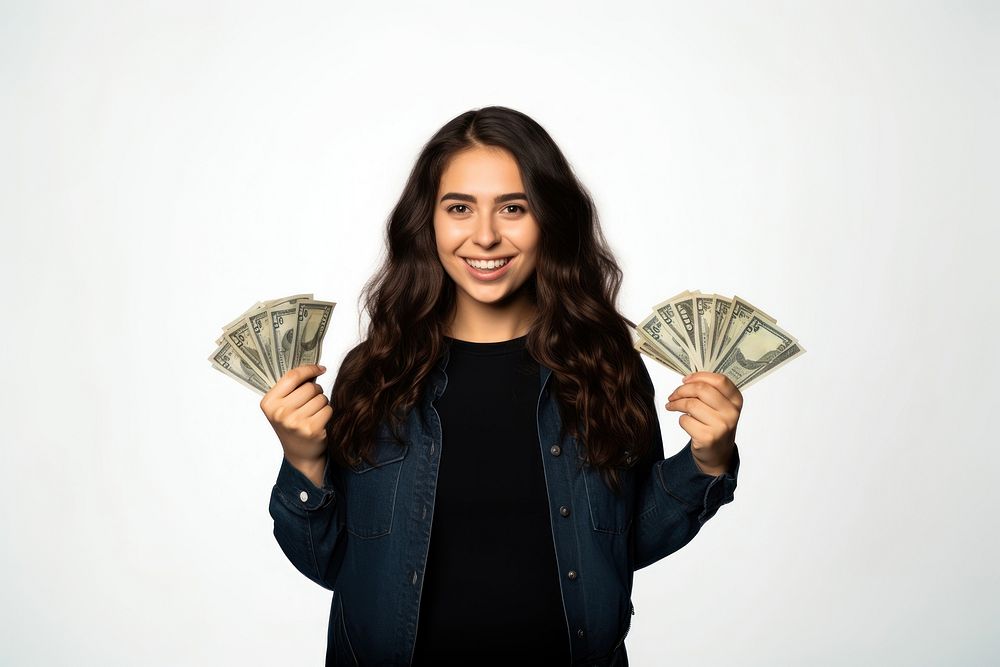 Portrait holding dollar money. AI generated Image by rawpixel.