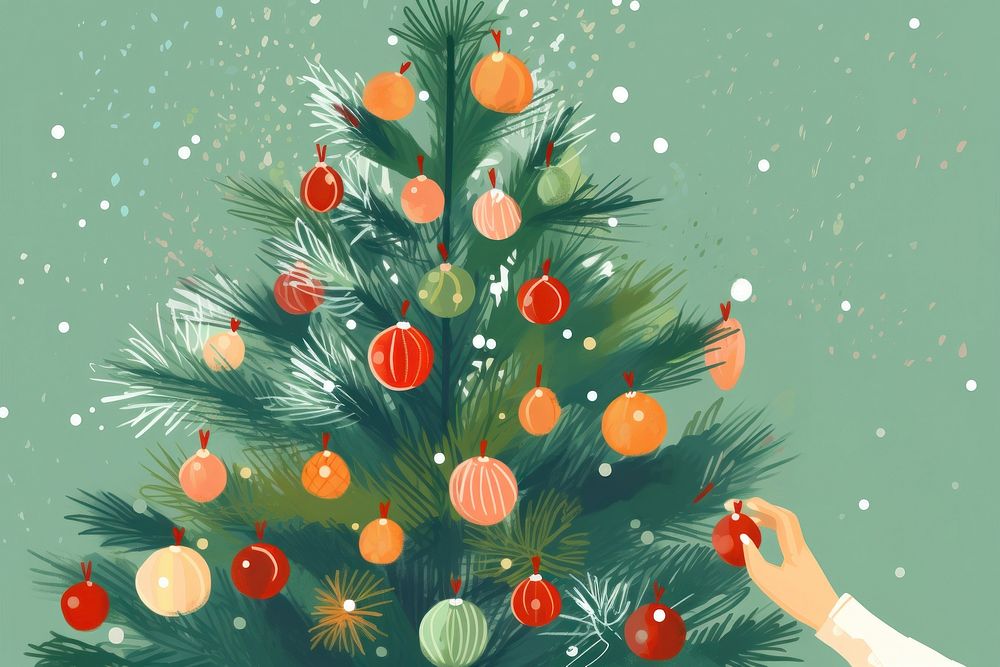 Christmas tree plant hand anticipation. AI generated Image by rawpixel.