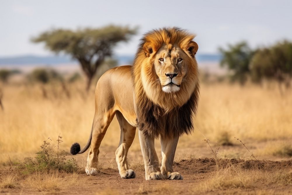 Male lion grassland wildlife outdoors. AI generated Image by rawpixel.