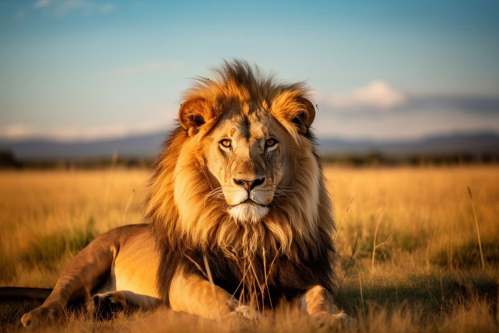 Male lion wildlife outdoors mammal. AI generated Image by rawpixel.