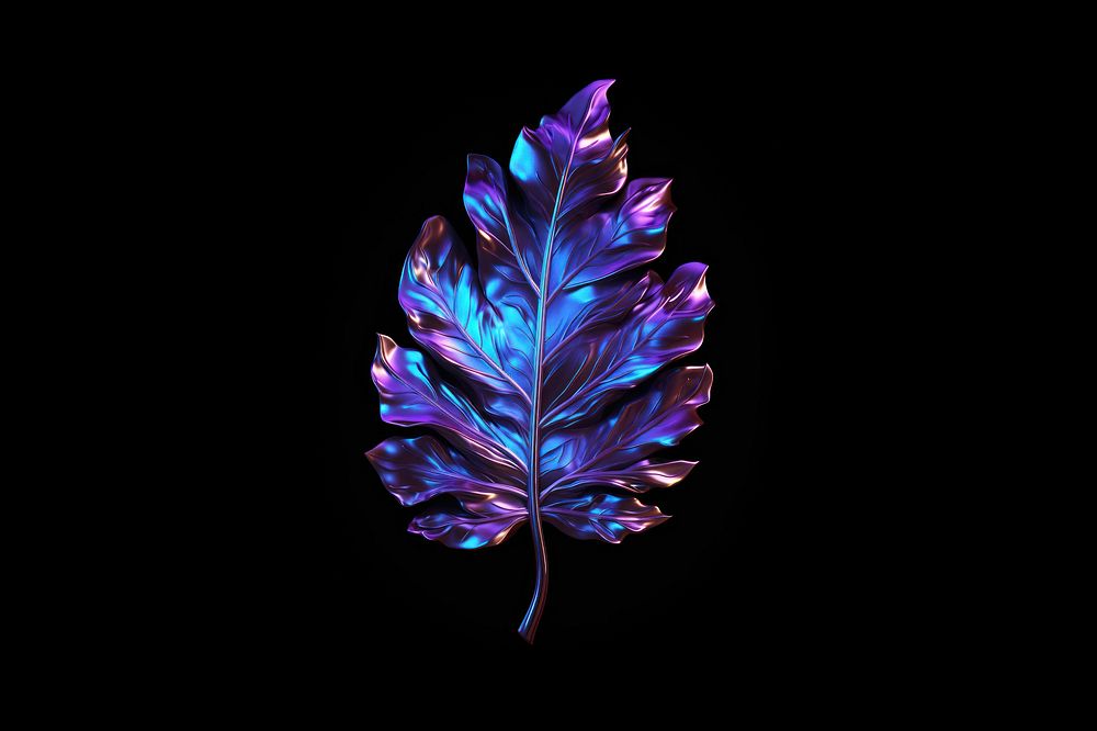 Neon Oblong leaf pattern purple plant. AI generated Image by rawpixel.