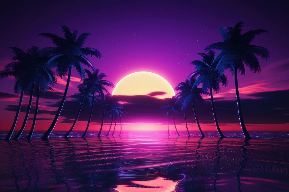 Neon sunset backgrounds outdoors nature purple. AI generated Image by rawpixel.
