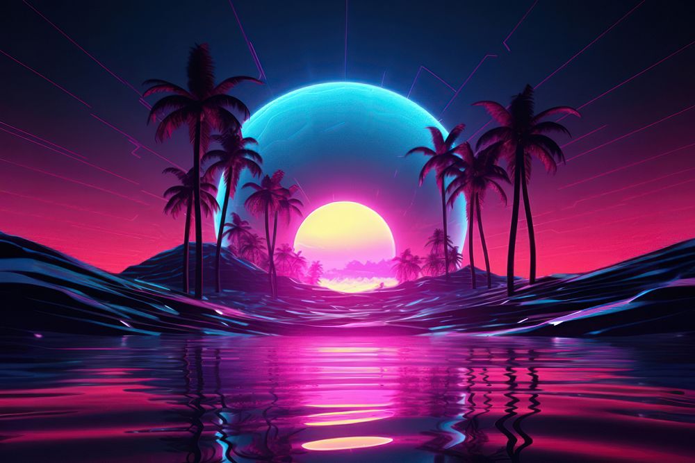 Neon sunset backgrounds light outdoors nature. AI generated Image by rawpixel.