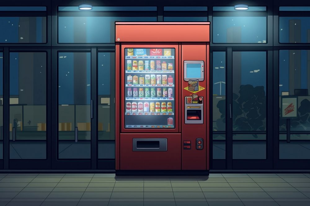 Vending machine architecture refrigerator illuminated. AI generated Image by rawpixel.