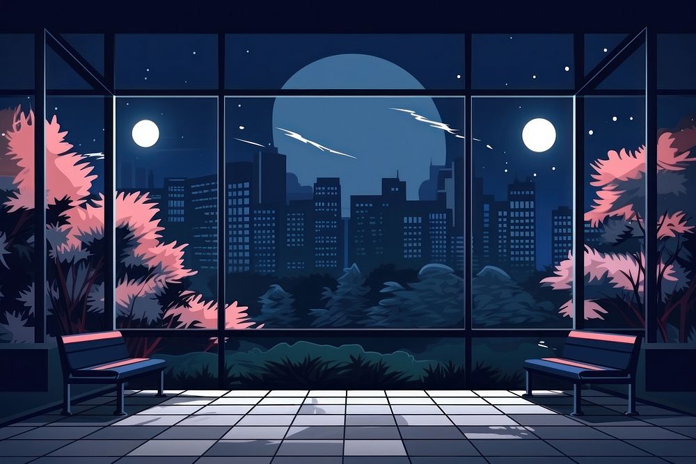 Night building window space. AI generated Image by rawpixel.