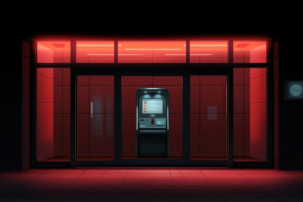 Atm window light night. AI generated Image by rawpixel.