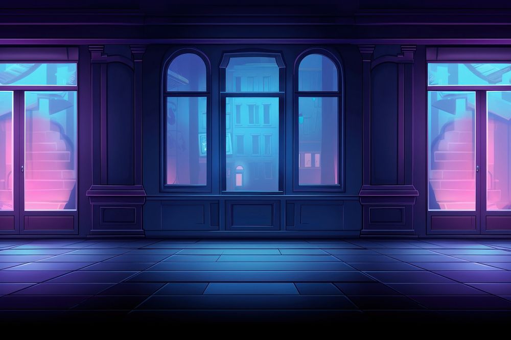 Avenue window lighting purple. AI generated Image by rawpixel.