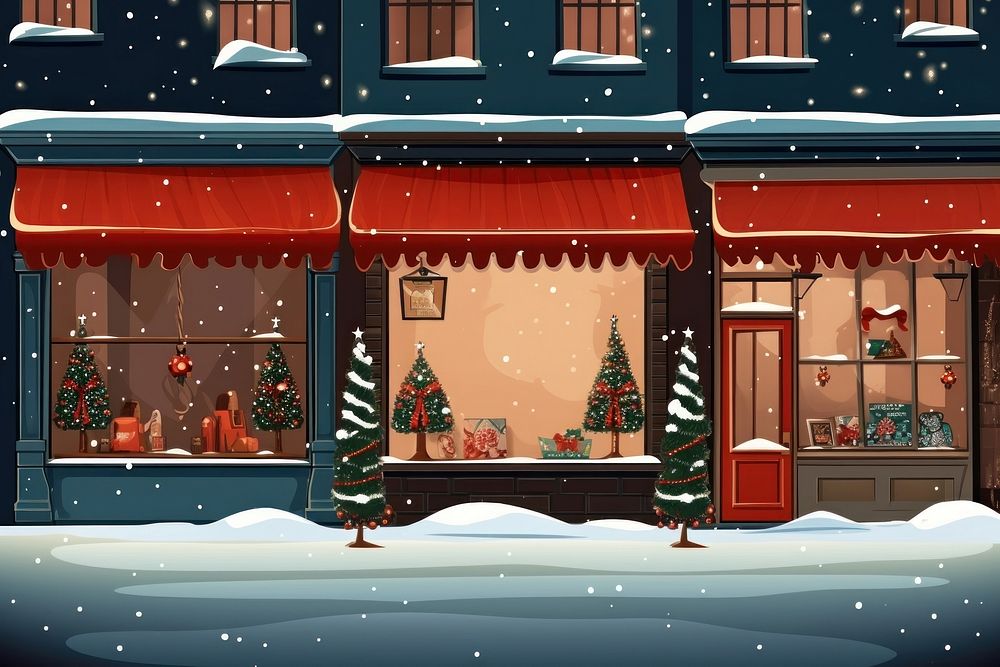 Christmas shop building winter window. AI generated Image by rawpixel.
