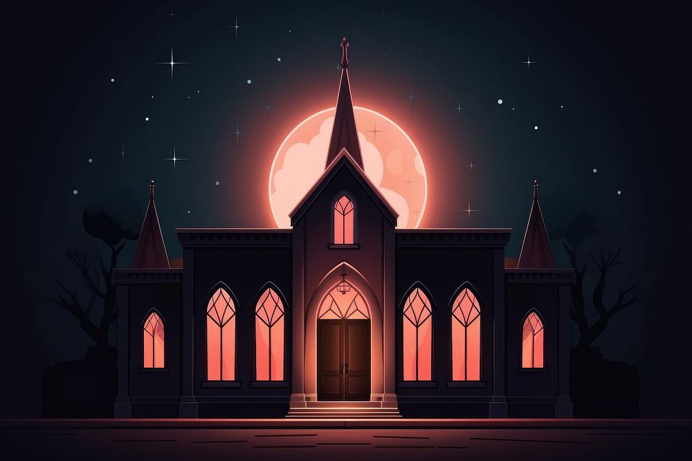 Church night architecture building. AI generated Image by rawpixel.
