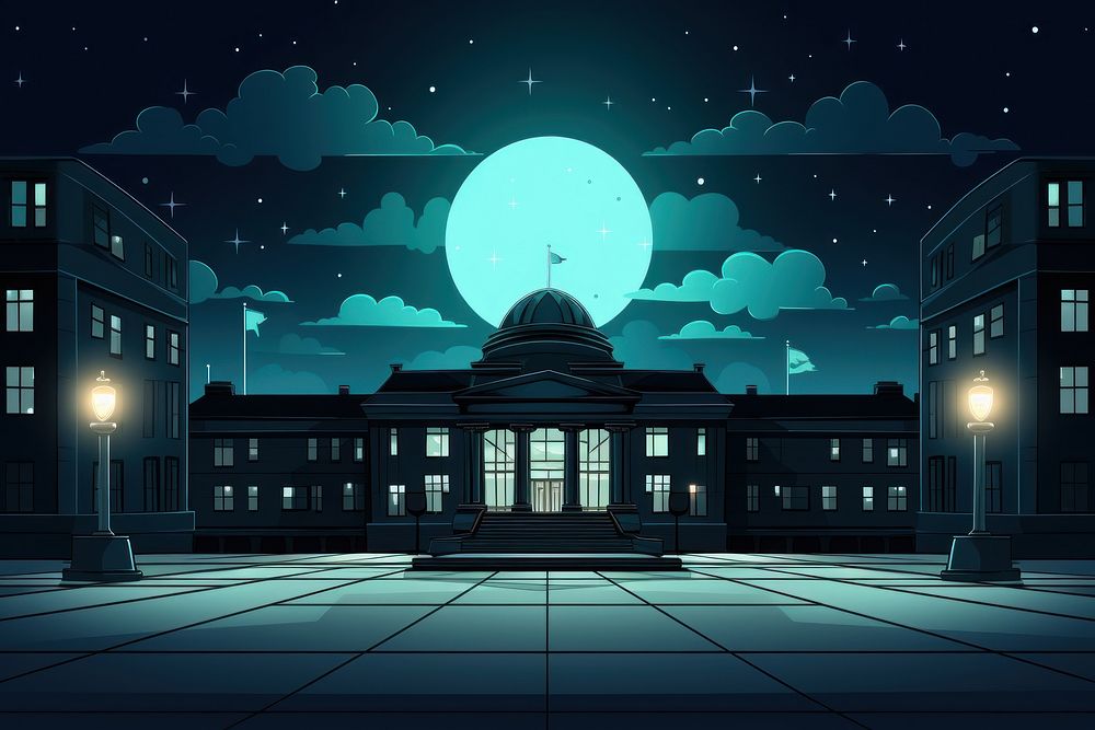 City hall building night architecture astronomy. AI generated Image by rawpixel.