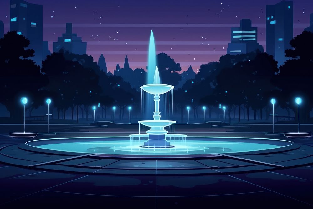 Fountain park night architecture outdoors. AI generated Image by rawpixel.