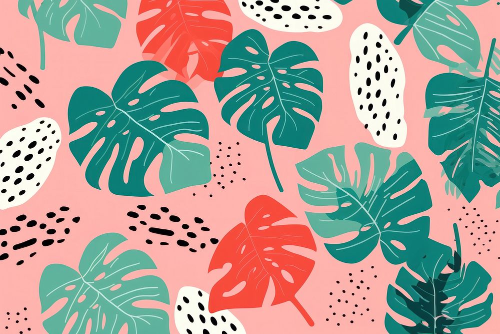 Leaf monstera plant pattern art backgrounds. AI generated Image by rawpixel.