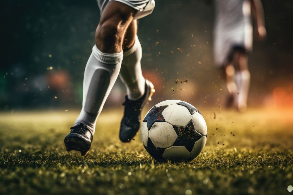 Male player socker ball football kicking. AI generated Image by rawpixel.