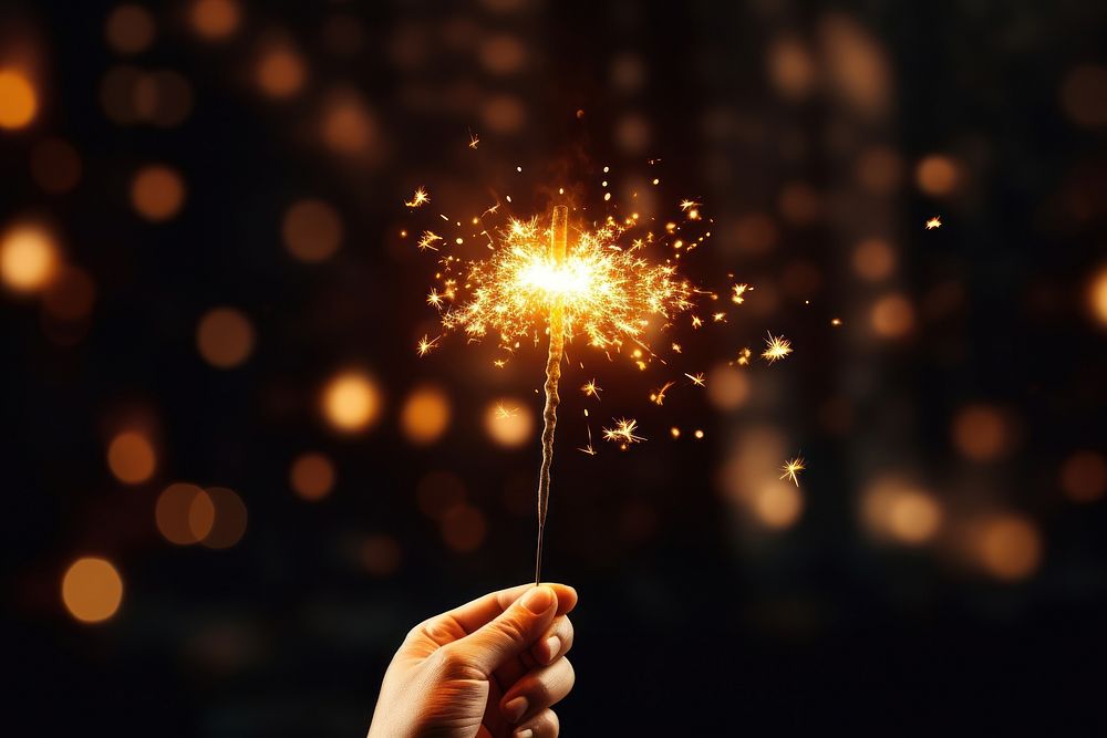 Night fireworks sparkler outdoors. AI generated Image by rawpixel.