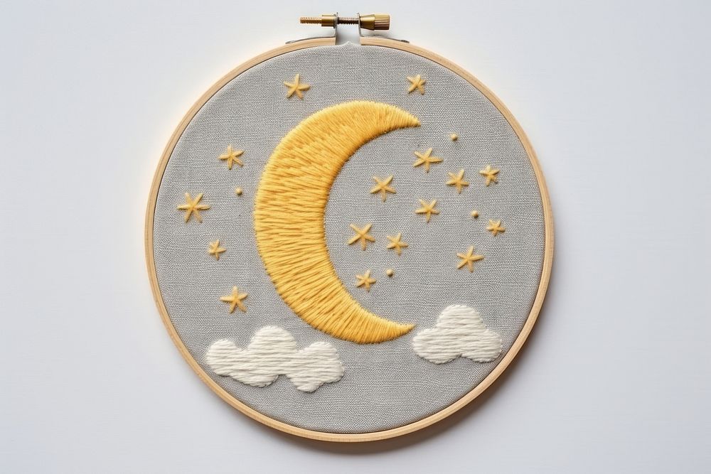 Embroidery pattern moon tranquility. AI generated Image by rawpixel.