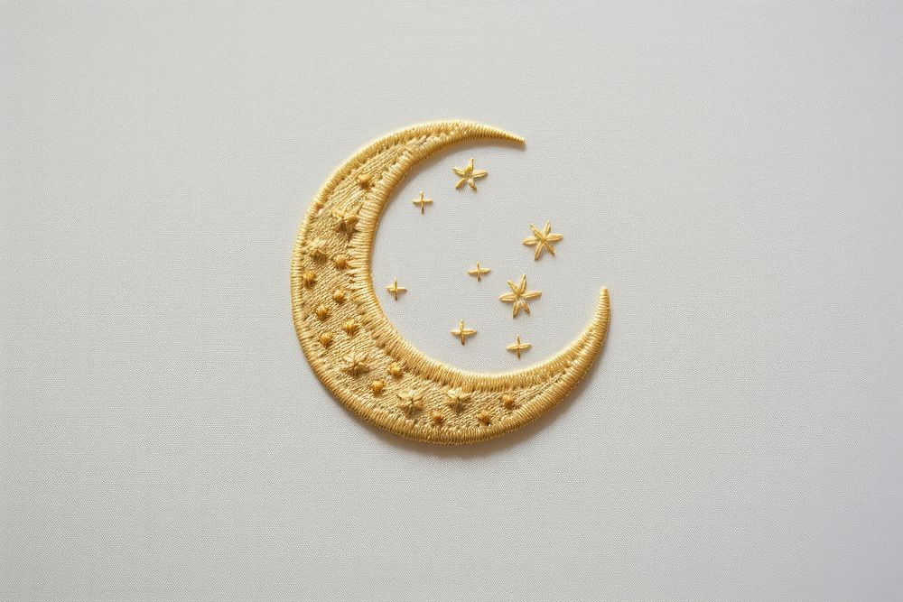A little moon embroidery style astronomy nature night. AI generated Image by rawpixel.