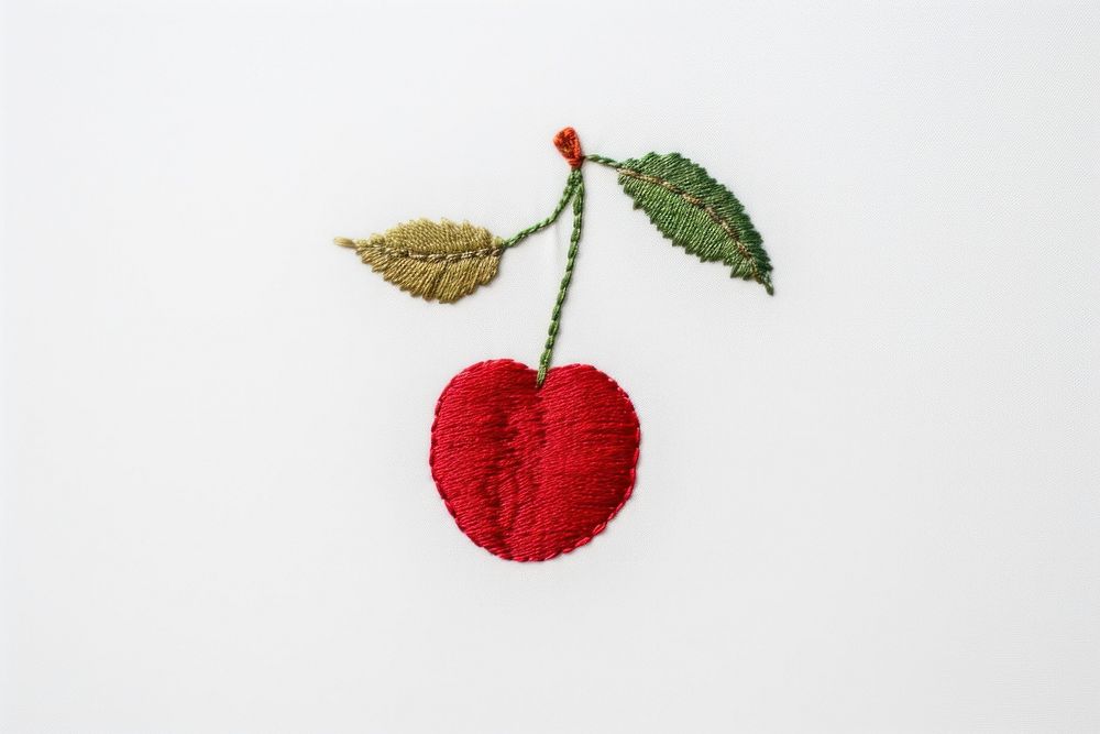 Embroidery cherry plant leaf. AI generated Image by rawpixel.