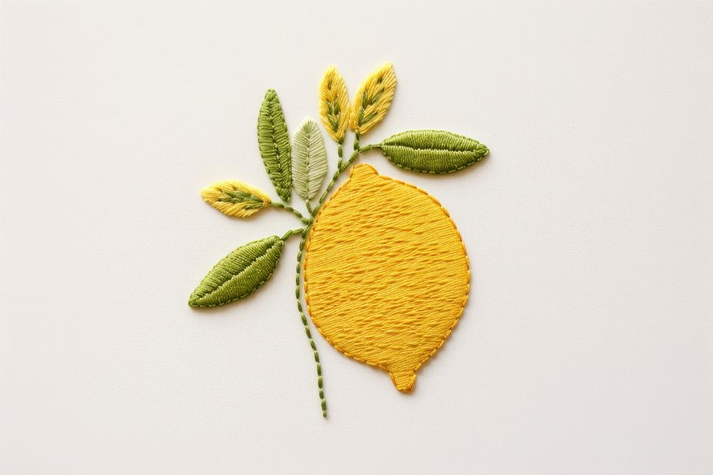 Embroidery lemon plant leaf. AI generated Image by rawpixel.