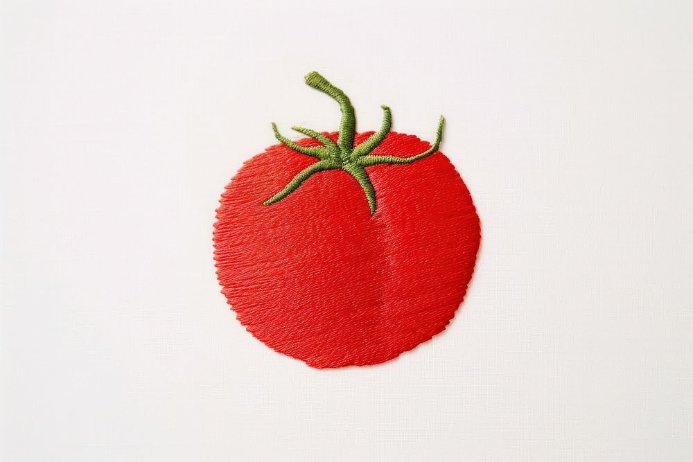 Strawberry embroidery tomato fruit. AI generated Image by rawpixel.