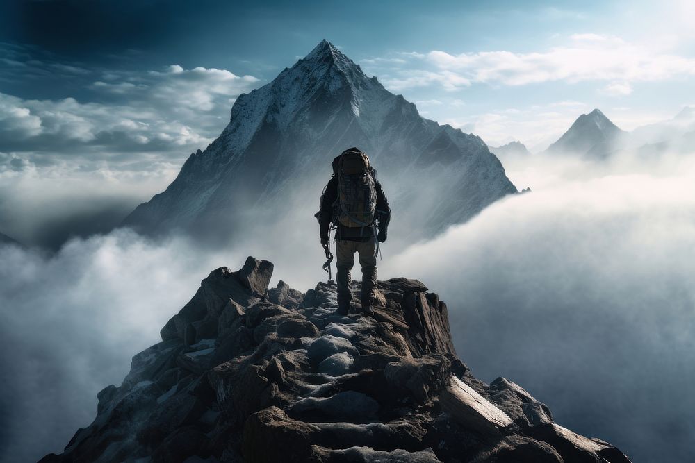 Climber mountain adventure outdoors. AI generated Image by rawpixel.
