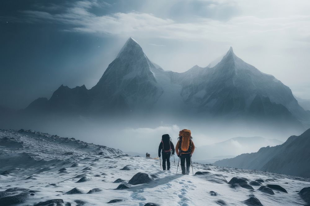 Climbers walking adventure mountain. AI generated Image by rawpixel.