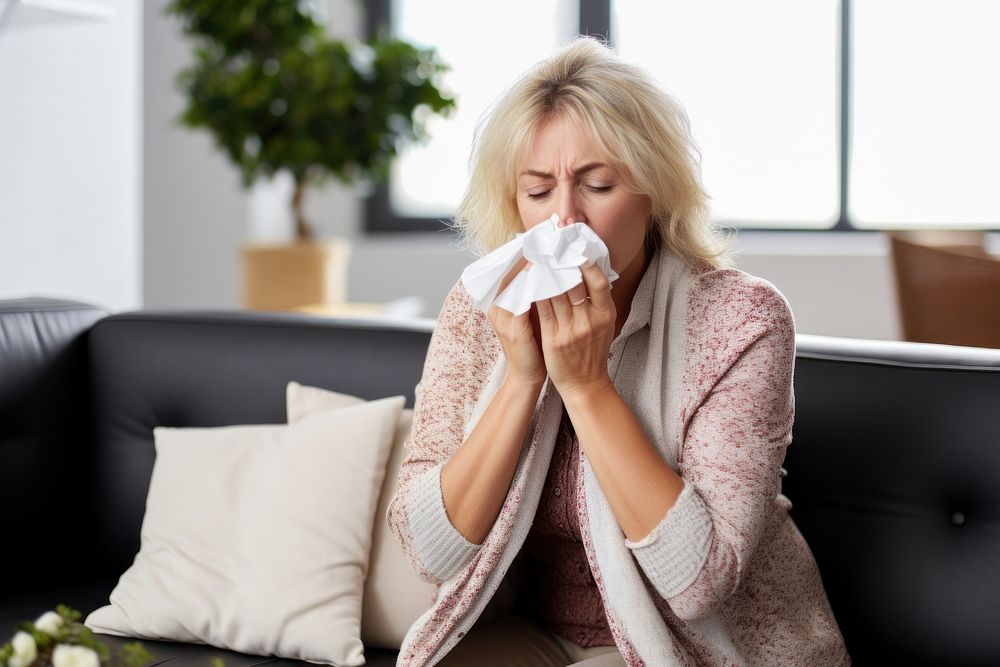 Allergies adult woman relaxation. AI generated Image by rawpixel.