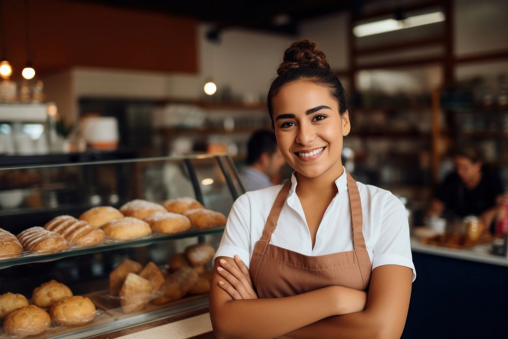 Latina woman bakery bread food. AI generated Image by rawpixel.