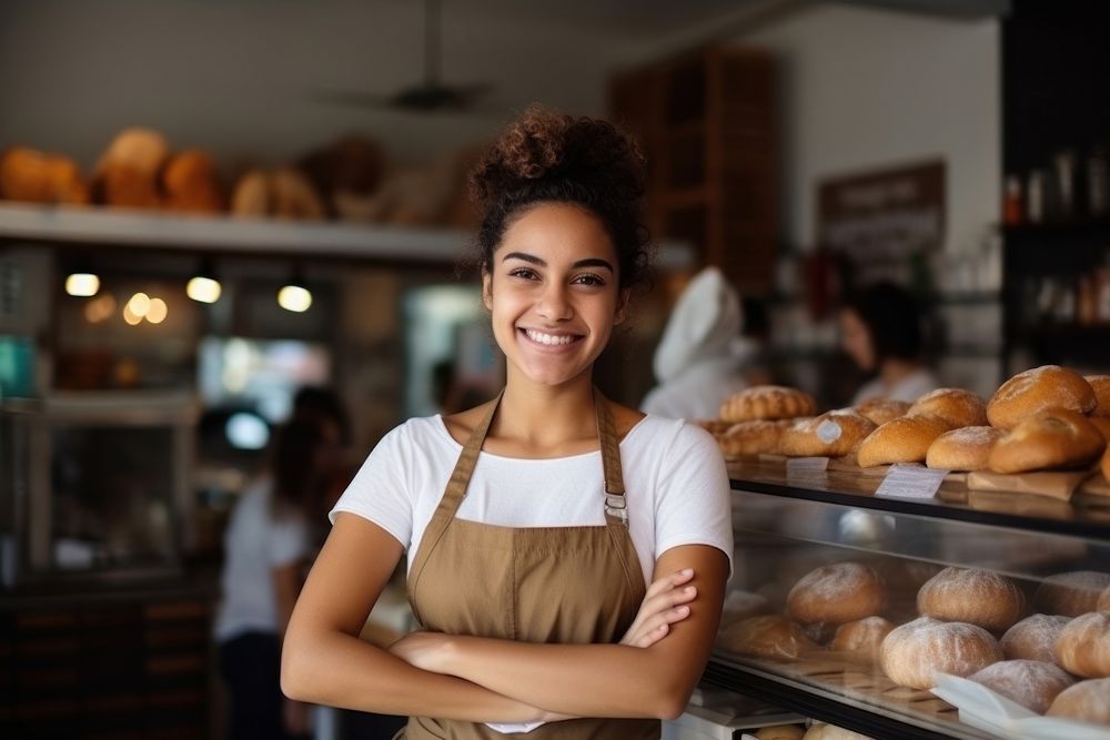 Latina woman bakery adult bread. AI generated Image by rawpixel.