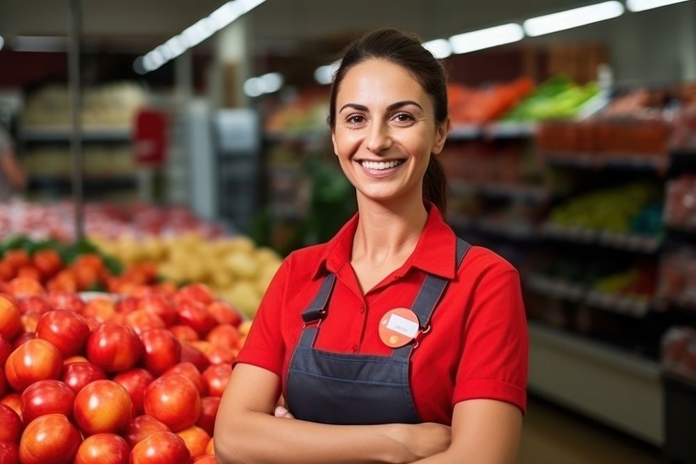 Latina woman supermarket adult entrepreneur. AI generated Image by rawpixel.
