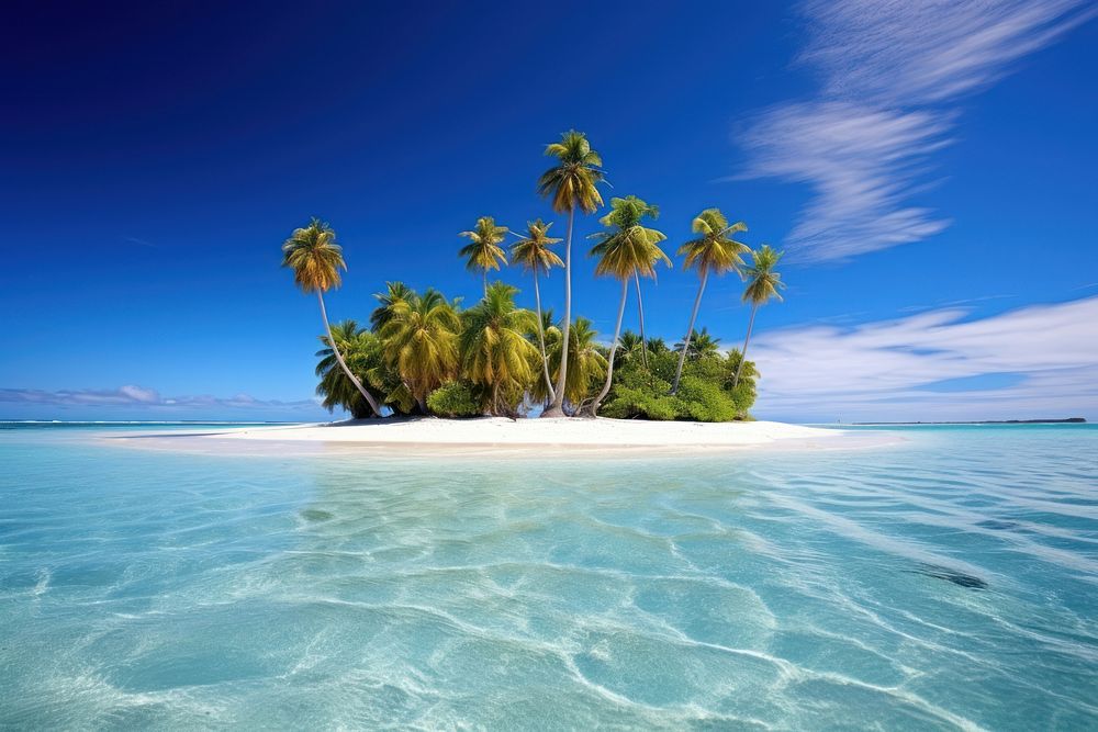 Exotic island landscape ocean sea outdoors. AI generated Image by rawpixel.