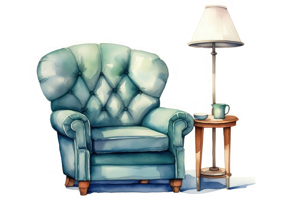 Armchair lamp furniture living room. AI generated Image by rawpixel.