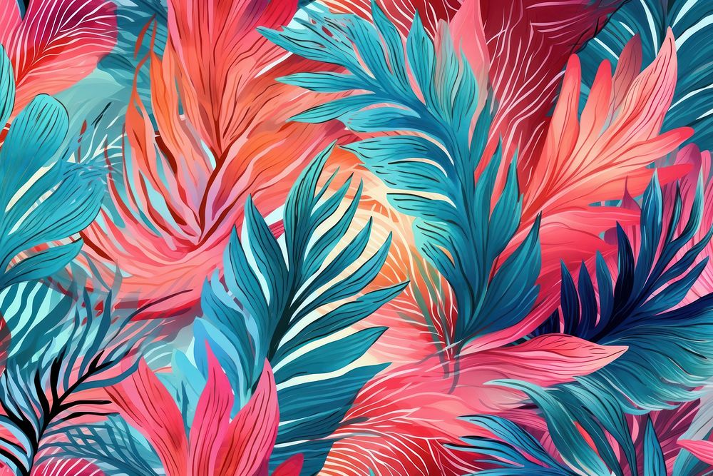 Tropical pattern red backgrounds. AI generated Image by rawpixel.