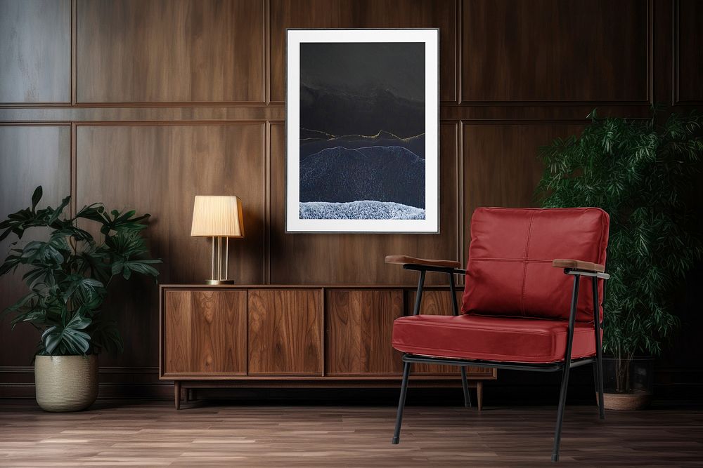Picture frame mockup, contemporary interior psd