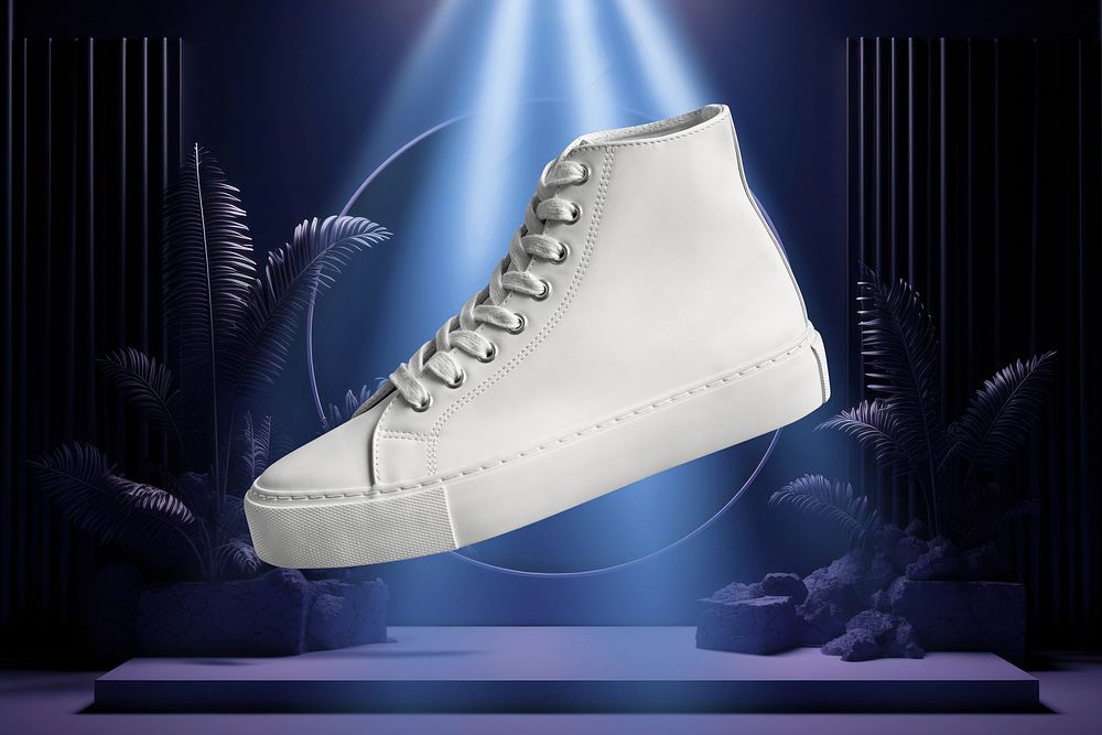 White sneaker shoe display photo