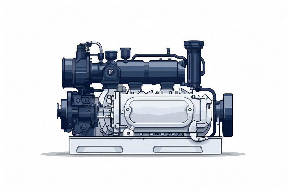 Diesel engine machine white background. AI generated Image by rawpixel.