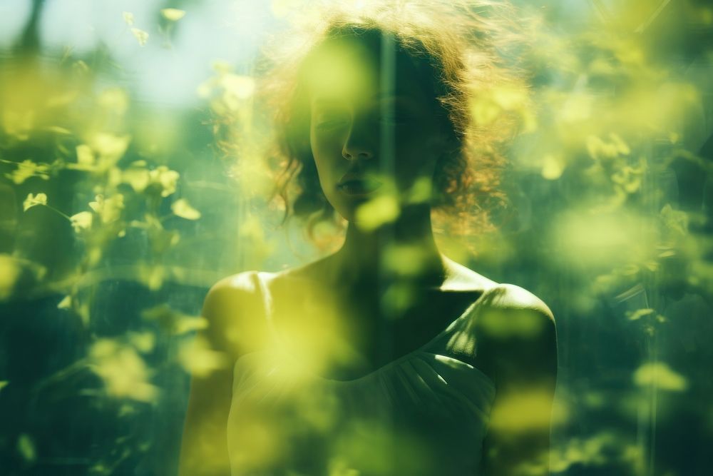 Double exposure photography portrait sunlight. AI generated Image by rawpixel.