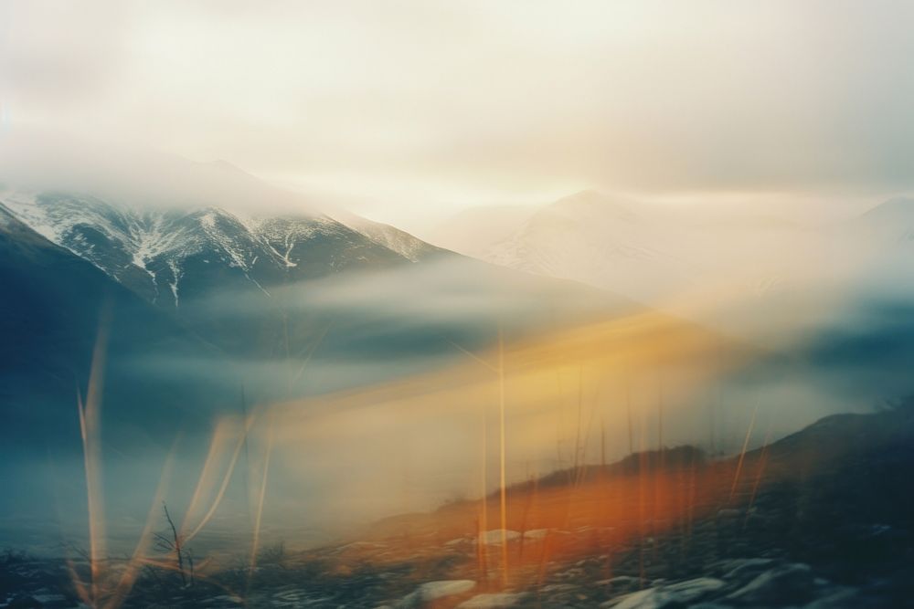 Mountain landscape outdoors sunrise. AI generated Image by rawpixel.