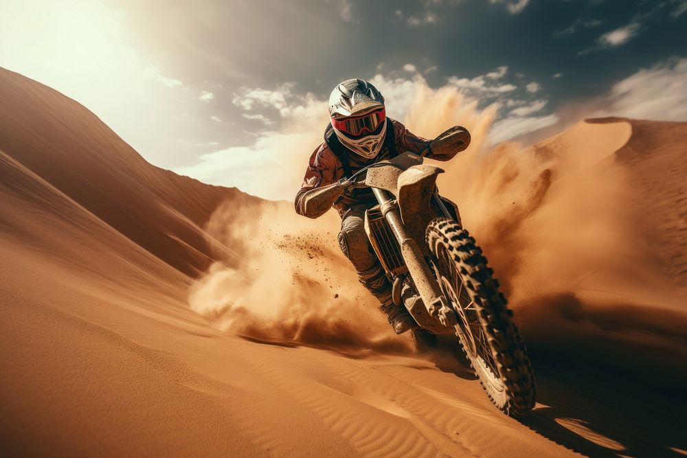 Motorcyclist motorcycle motocross outdoors. AI generated Image by rawpixel.