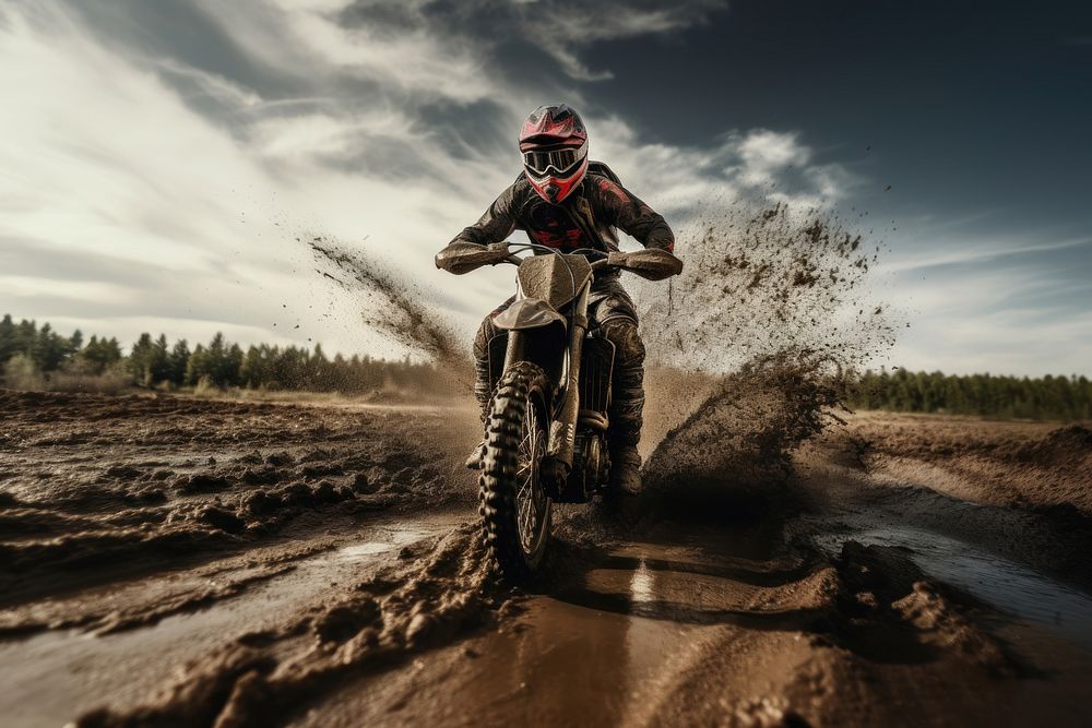 Motorcyclist motorcycle motocross vehicle. AI generated Image by rawpixel.
