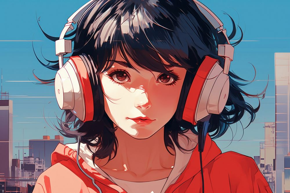 Headphones portrait adult anime. AI generated Image by rawpixel.