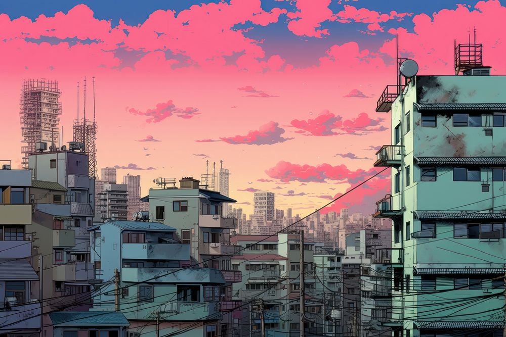 A japanese home city architecture cityscape. AI generated Image by rawpixel.
