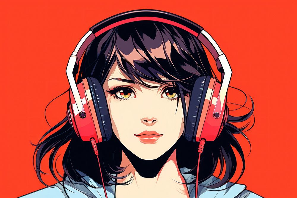 Headphones adult anime manga. AI generated Image by rawpixel.