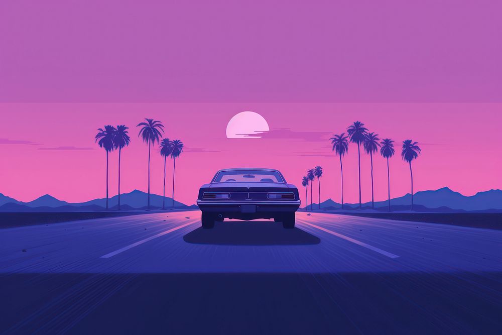 A riding car vehicle purple plant. AI generated Image by rawpixel.