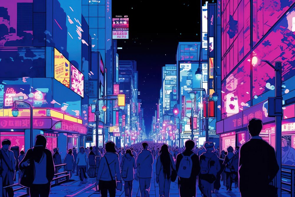 Street city metropolis nightlife. AI generated Image by rawpixel.
