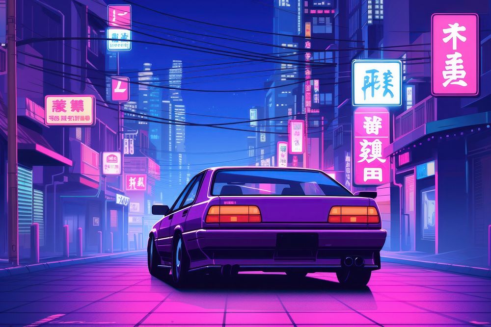 A riding car purple city vehicle. AI generated Image by rawpixel.