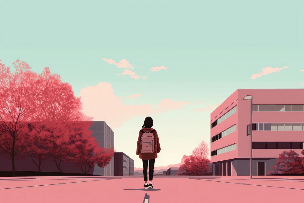 Walking standing anime city. AI generated Image by rawpixel.
